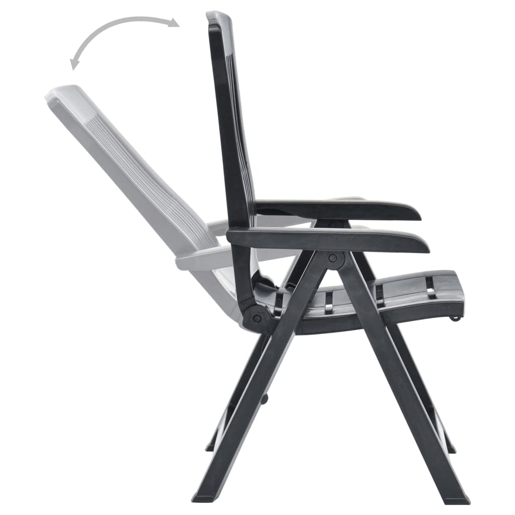 vidaXL Tuinstoelen 2 st verstelbaar PP wit, campingstoel, terrasstoel, loungestoel, standenstoel, loungestoel tuin, kampeerstoel, campingstoel