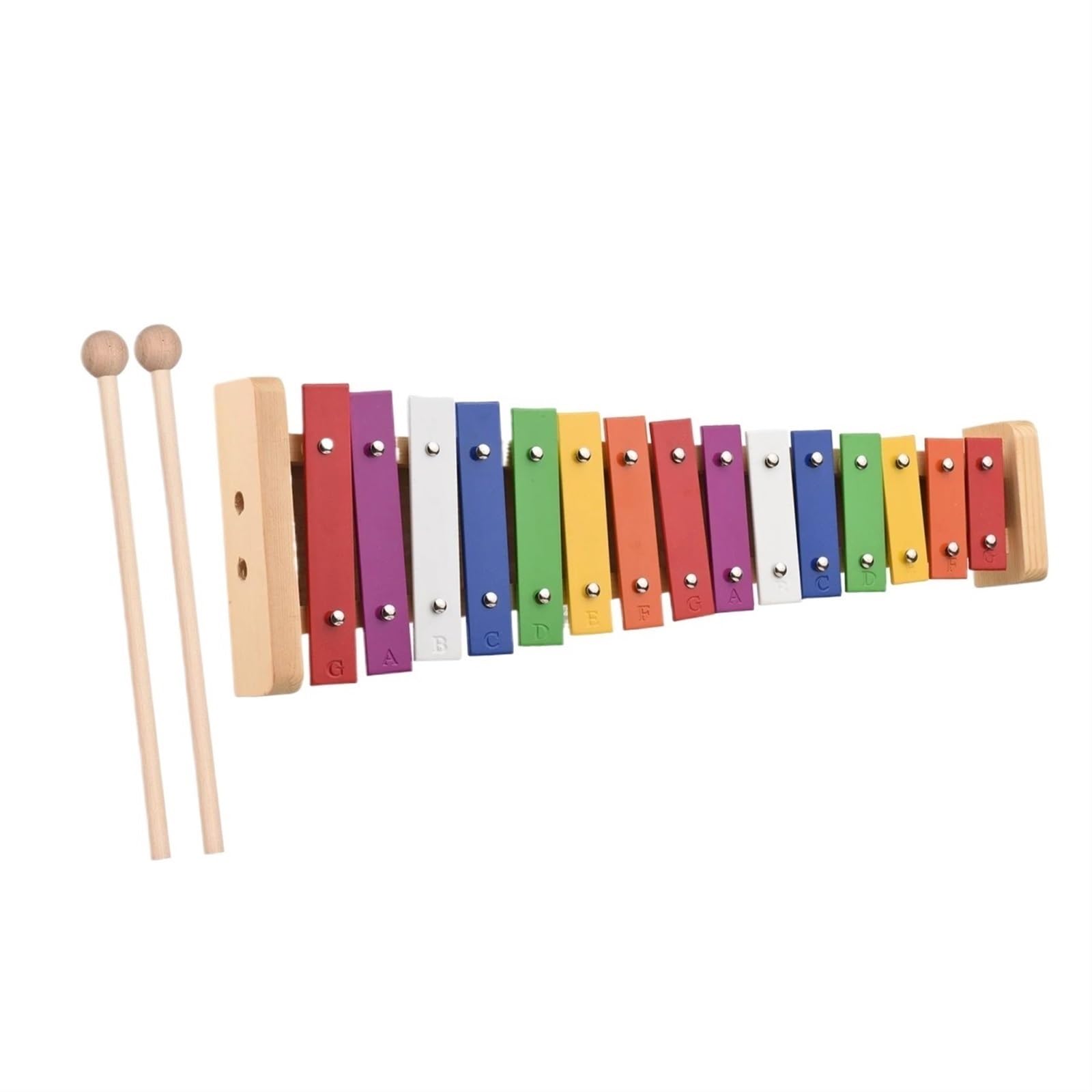 Xilófono Xilófono Glockenspiel De 15 Notas Base De Madera Barras De Aluminio Coloridas Con 2 Mazos Instrumento Musical Regalo De Percusión