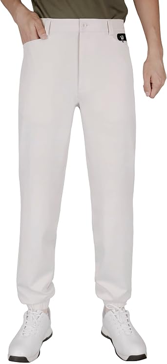 Mens Golf Pants Stretch Joggers Lightweight Slim Fit Casual Tapered Hiking Pants with Zipper Pockets