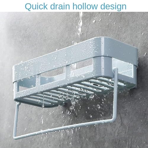 Image of TEKCOOL Wall Shelves Kitchen Bathroom Shelf Self-Adhesive Sticker Hook Multipurpose Wall Holder Bathroom Storage Rack Box Strong Shower Rack Shelf (Set of 2 Bath Self and 1 Towel) - Plastic
