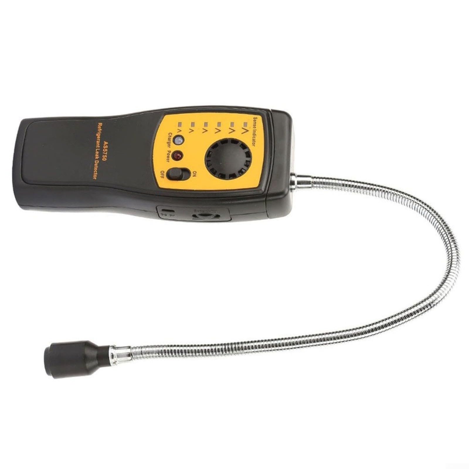 AS5750 Detector de fugas halógeno digital para sistemas de aire acondicionado y refrigeración, USB cargable con precalentamiento rápido, alarma de 3 niveles (acústica/luz/vibración) para