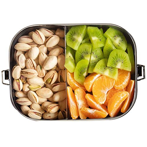 Uptrust Leak Proof Stainless Steel Lunch Food Container, Large Bento Boxes Metal Lunch Box For Kids Or Adults - Lockable Clips Adjustable Divider Included -Dishwasher Safe, Bpa Free (1200Ml/40Oz) #TOP4