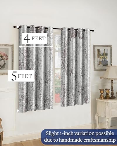 Image of Cloth Fusion Printed 100% Blackout Window Curtains 5 Feet Long Set of 2