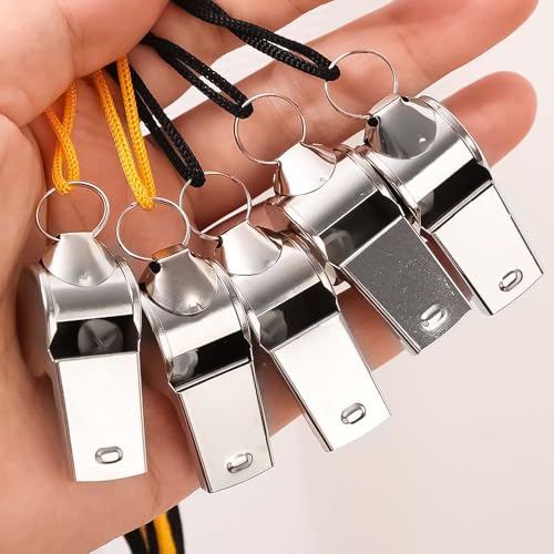 Silbatos deportivos de acero inoxidable con cordón, pack 2 miniatura 6