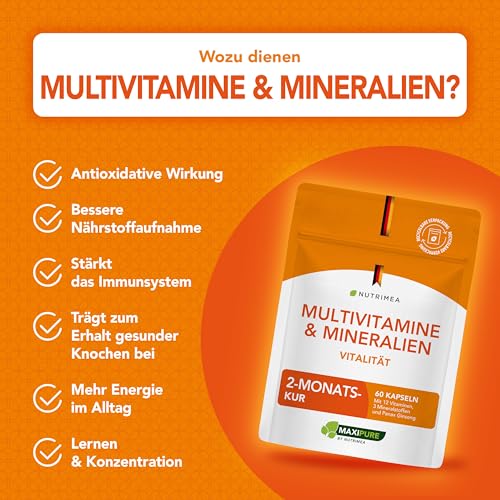 Nutrimea Multivitamin Kapseln & Mineralstoffe – 12 Vitamine & Ginseng – Ansicht 2