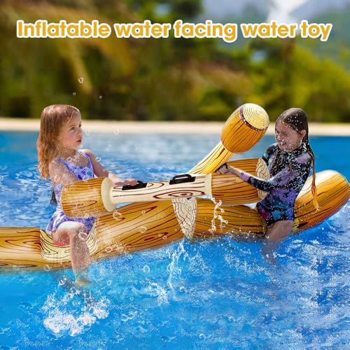 Riisoyu 4PCS Set Aufblasbare Pool Spielzeug, Aufblasbares Schwimmendes Wasserspielzeug mit 2 aufblasbaren Kampfbalken Schwimmendes Ruderspielzeug für Poolparty Wassersportspiele Strand Pool