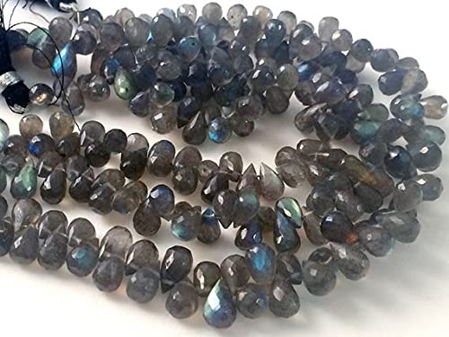 Labradorite perles gouttes facettées pour un bijou protecteur aux reflets d'aurore boréale