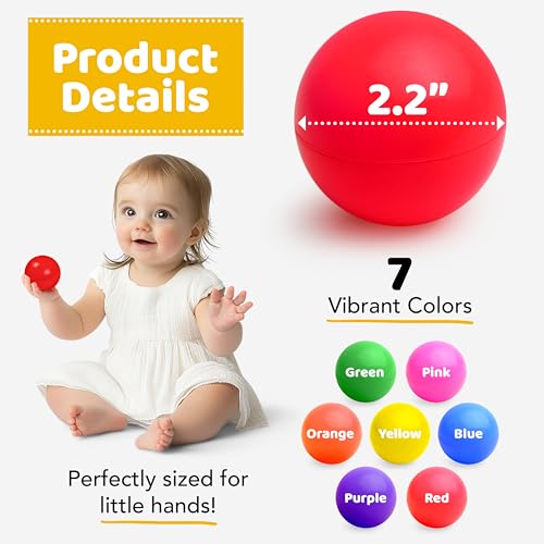 image for Play22 200 Ball Pit Balls for Toddlers with Storage Bag - 7 Bright Col