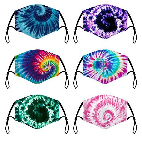 Elvoes 6 Pack Fashion Tie Dye Unisex Cloth Face Mask,...