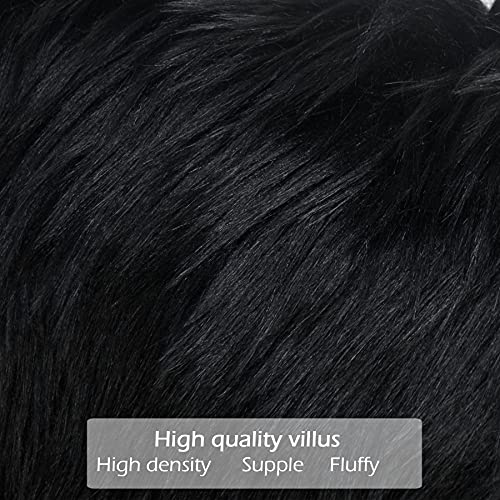 Ligicky Set Of 2 Decorative Black Lumbar Fluffy Throw Pillow Cover Faux Fur Shams Pillow Case Luxury Series Rectangle Soft Plush Cushion Cover For Couch Sofa Bed (12" X 20") #TOP3