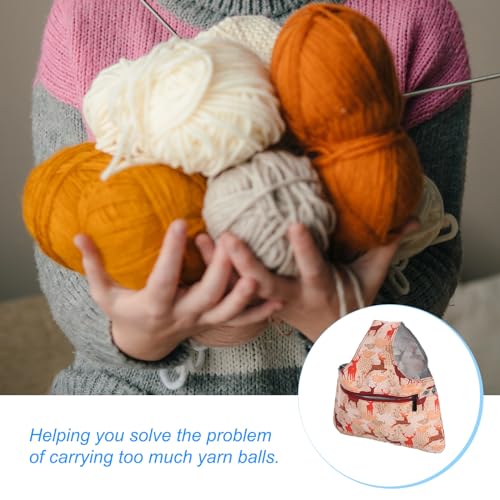 Image of PATIKIL Yarn Storage Bag, Portable Crochet Knitting Bag Case Skein Ball Holder Organizer Crocheting Tote Wrist Bag for Sewing Craft Projects, Orange