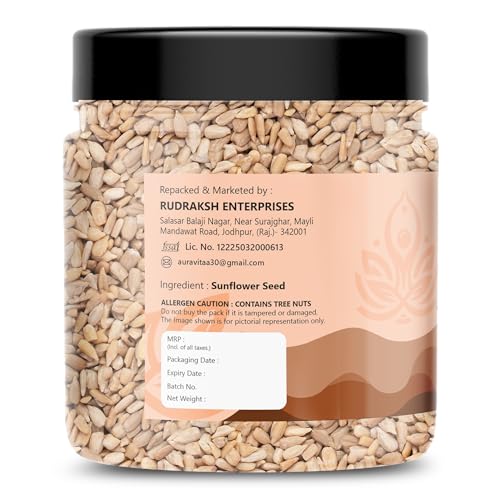 Image of Auravita Premium Sunflower Seeds 100GM | Rich in Protein, Fiber & Healthy Fats | Raw Seeds for Eating | High in Protein, Fiber & Magnesium Jar Pack