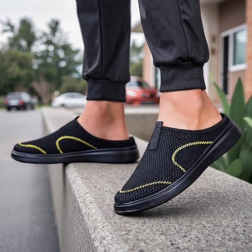 Summer Men's Casual Sports Shoes, Half-Support Design, mesh for Breathability and no Stuffiness, no Laces for Lazy People to wear on one Foot, Large for Home and Commuting2
