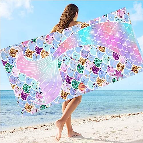 Lucien Glitzernde Meerjungfrau Mikrofaser Strandtuch XXL