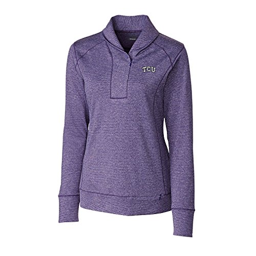 Cutter & Buck NCAA TCU Horned Frogs NCAA Women's CB Dry Tec Shoreline Half Zip Apparel, 3X-Large, College Purple Heather