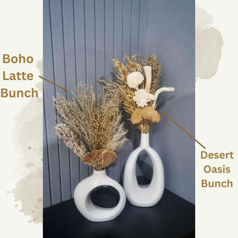 Flowers and Fillers Boho Latte Bunch Dried Flowers for Vase Pampas Grass | Eco-Friendly Flowers for Home Decorative, Office, Bedroom, Table Decoration and Art Craft Items Corner (Without Vase Pot) 1