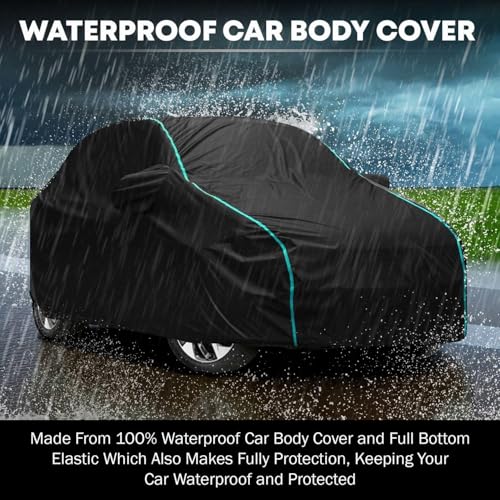 Image of 100% Waterproof Car Cover for Tata Nexon with Mirror Pockets, Triple Stitched, Heavy Duty, UV Protection (Black)