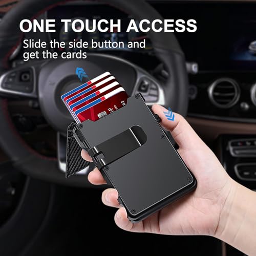 airtag wallet for men mens smart wallet for air tag rfid blocking minimalist bifold pop up aluminum credit card case holder 12 cards with id window gift for men no airtag included carbon fiber