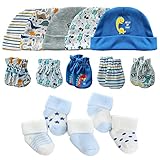 MAMIMAKA Baby Caps Handschuhe und dicke warme Socken Baumwolle Neugeborene Essentials Zubehör (Hüte+Handschuhe+Terry Socken),0-6 Monate
