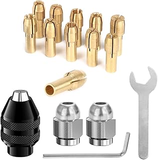 16PCS ドリルチャックコレットセット、4486 キーレスチャック 交換用4485 真鍮コレットナットセット(0.5-3.2mm) コレットチャック クイックチェンジミニチャック コレットナット 回転工具セット用 モデル 3000 4000 7700 8200 と互換性がある