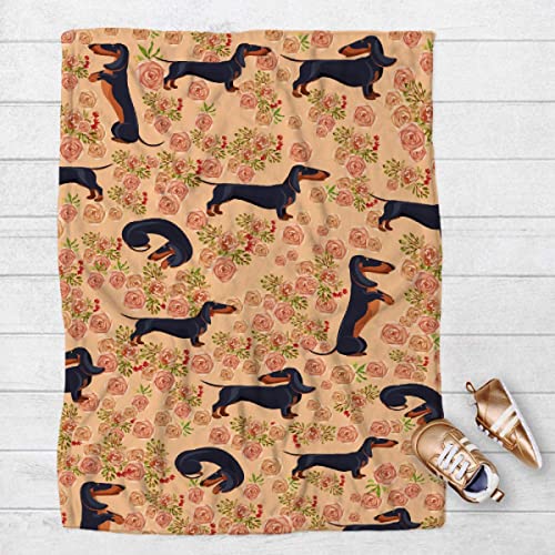 Todeyya Dachshund Dog Blanket - Super Soft Plush, Warm Fleece, Cute Dog Print, XS 30x40 in for Pet/Toddler
