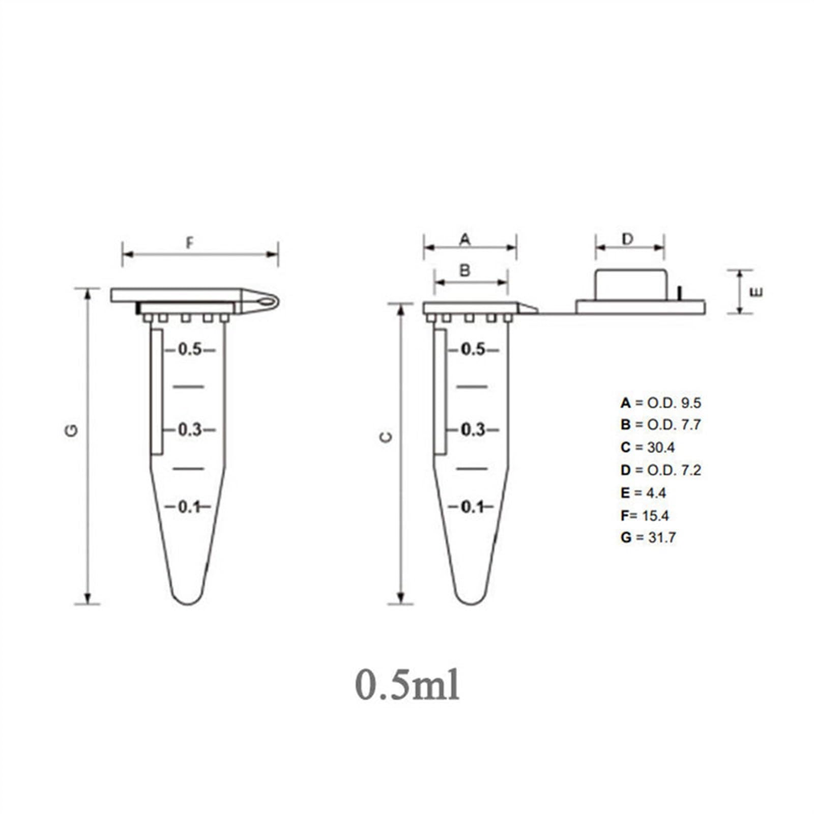Equipo de Laboratorio Tubo de centrífuga PCR Graduación Clara Transparente 0,2 ml 0,5 ml 1,5 ml 2 ml Tubo de microcentrífuga de Laboratorio con Tapa e Fondo (Size : 1.5ml 500pcs)