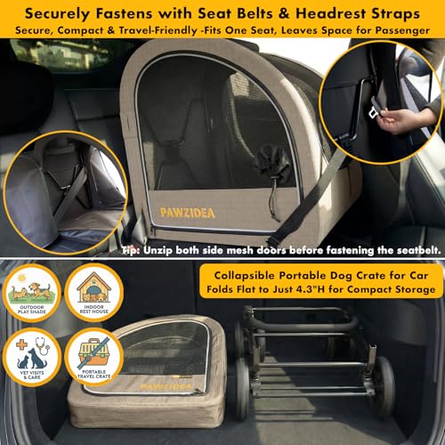 Image of PAWZIDEA 3-in-1 Large Dog Stroller with Detachable Carrier up 100lbs, Foldable Dog Crate for Car Travel, All-Terrain Pet Stroller for 2 Medium Dogs, Jogger Wheels, Adjustable Handle, Stroage Organizer