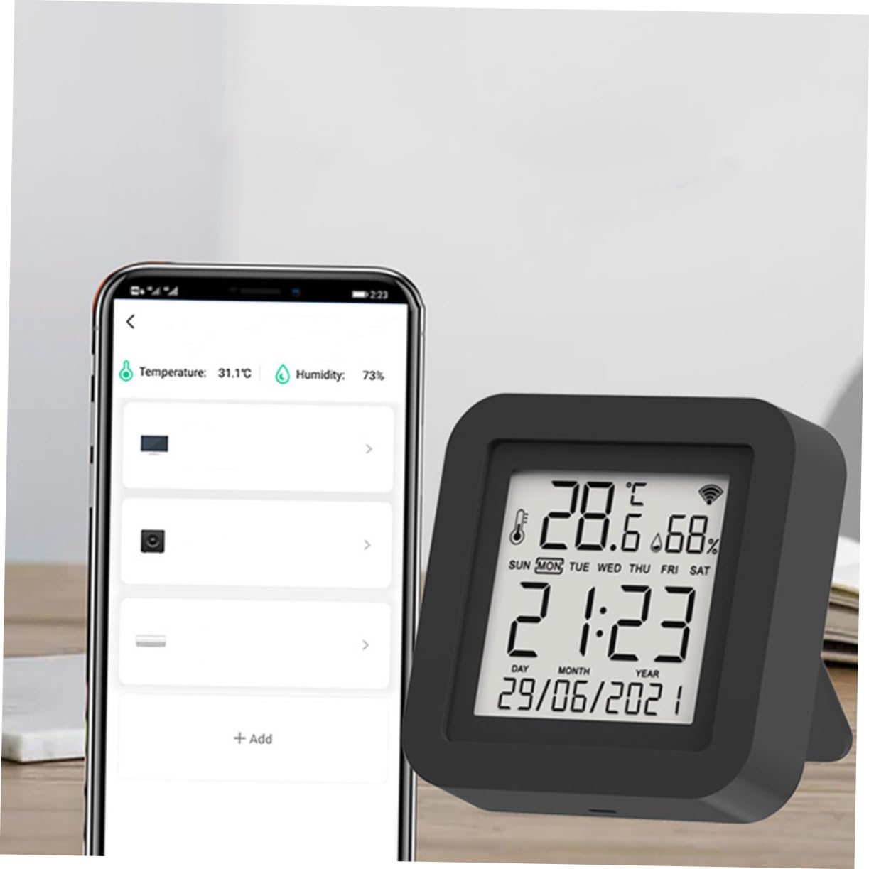 Angoily Termometro Digitale Display Lcd e Monitor di Umidità e Temperatura Piccolo Termoigrometro Digitale per Interni Misuratore di Temperatura e Umidità Domestico Alimentato USB