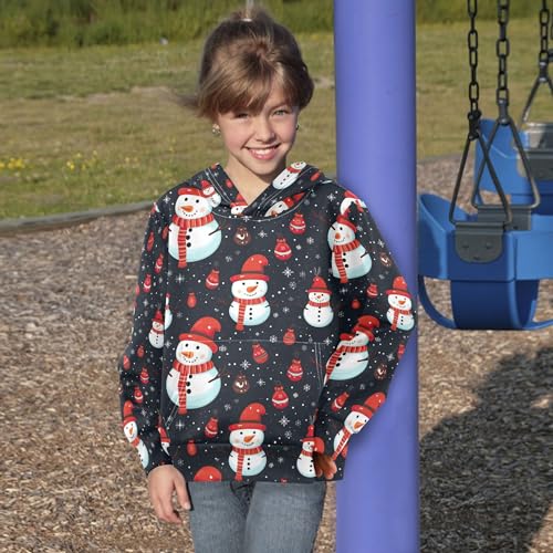 Kids Hoodies Sweaters Christmas Xmas Snowman Hooded Sweatshirts with Big Pockets for Boys Girls B04003384