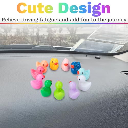 11 PCS Cute Duck Rearview Mirror Accessories, Solid Color Duck Car Accessories, Dashboard Decorations Adhesive Ornaments, Fun Duck Car Decorations Interior Decor