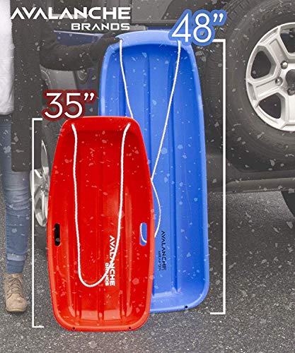 Avalanche Brands - Classic Downhill Toboggan Snow Sled Includes Pull Rope and Handles (Black 35") - Fit for 2 Riders