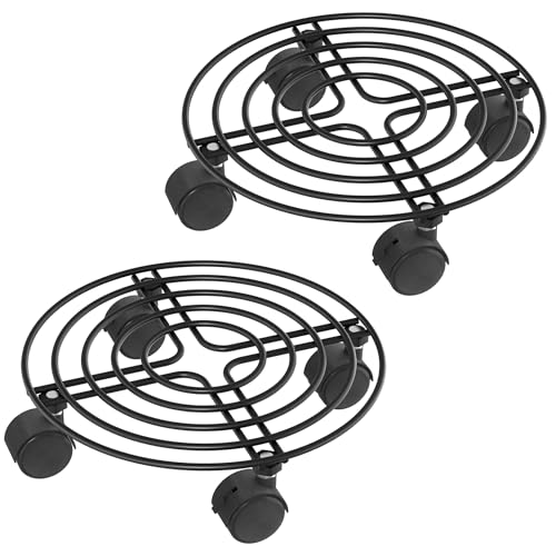 PEILU Pflanzenroller Outdoor Ø30cm Rund Pflanzen Untersetzer mit 360° Drehbare Rollen Blumen Rollbrett bis 150KG Gefäßroller für Sonnenschirmständer, Mülleimer, Regentonne, Pflanzentopf (Type A)