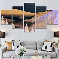 SIGNWIN 5 Panel Canvas Wall Art Modern Art Dramatic Forest Multicolor Photography Romantics Scenic for Home Decorations Ready to Hang - 60
