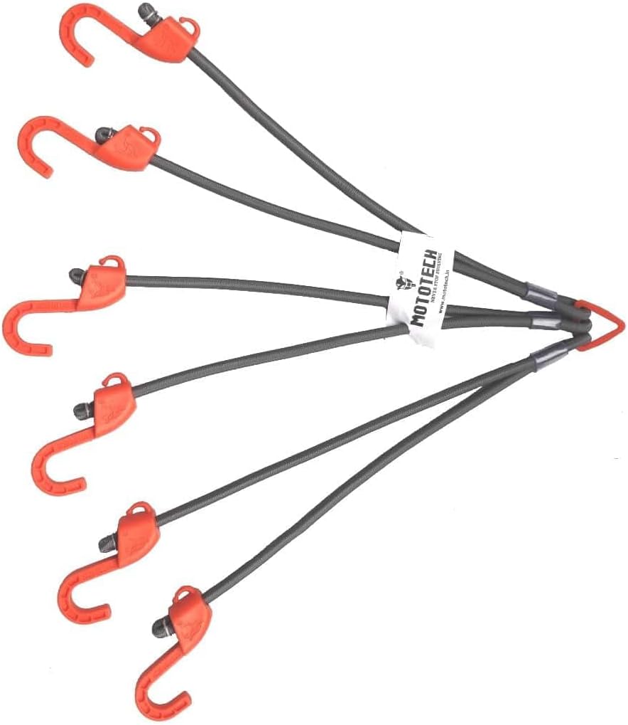 MOTOTECH Hexapod Bungee Tie-Down System - 32" / 80cms - Grey + Orange -Proudly Made in India