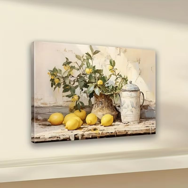 Peinture de citron rétro moderne : illuminez votre salon avec la toile antique UKIXOM 70x100