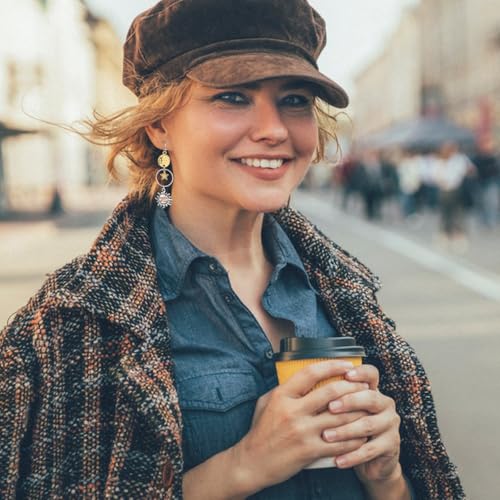 Sun and Moon Star Dangle Earrings Vintage Statement Earrings Bronze Gothic Asymmetrical Sun Moon Asymmetric Drop Earrings for Women for Cosplay Party Jewelry2