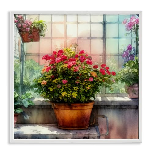 Floral Greenhouse Garden, 24 x 24 Inch Framed Giclée Print