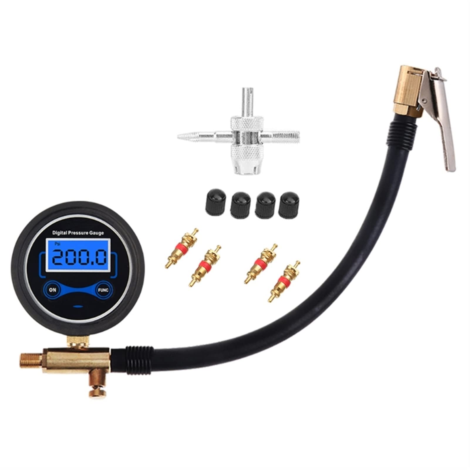 Manómetro Digital para inflar neumáticos de automóviles con Mandril de Aire y Manguera (Color : C) (B)