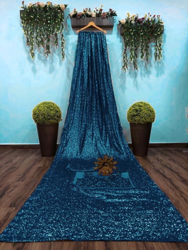 Image of Women's Bollywood Heavy Sequins Embroidery Work Georgette Saree with Unstitched Blouse