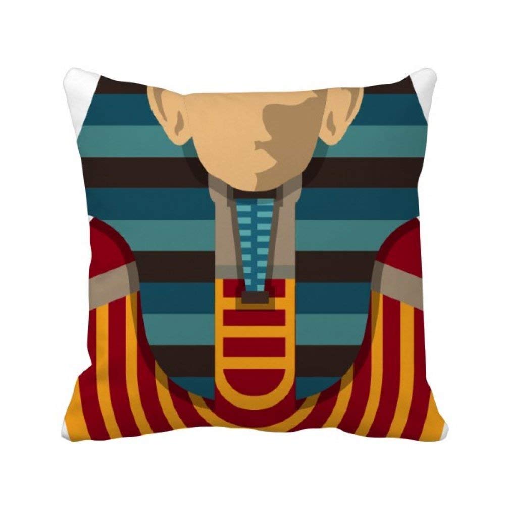 Housse de coussin carrée pharaon rouge jaune bleu salon déco