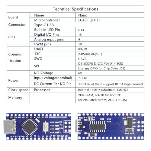 5PCS Nano Modul mit CH340 Mikrochip, 5V/16MHz Nano Board Kompatibel mit Arduino IDE（Type C Port）