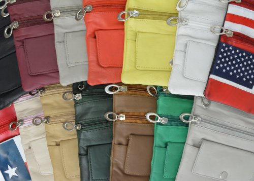 100% Genuine Leather Snap Close Change Purse Cream #5103