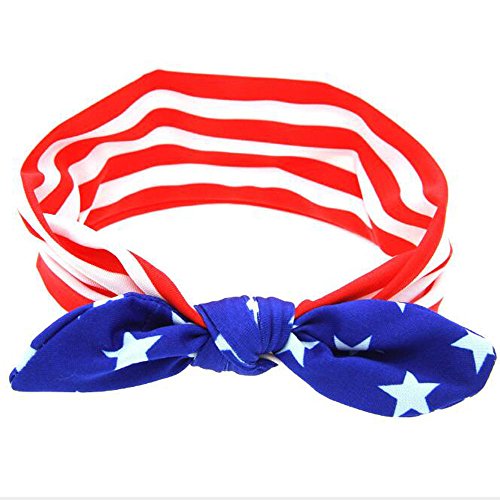 Baby Headband Stripe Stars Hair Band Headwear for 4th of July Flower Headband Hair Accessories TSFD32 (Ear Flower)3
