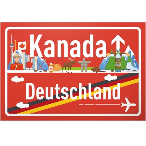 DankeDir! Kanada Deutschland Ortsschild - Schild 30 x 20 cm - Geschenk Idee Gutschein Reise Urlaub Reisegutschein Männer & Frauen Geldgeschenk Abschiedskarte Geschenkidee Deko Karte