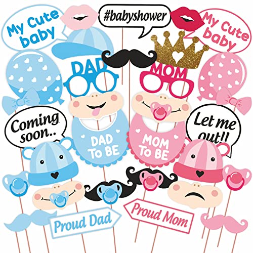 Image of Wobbox All Occasion Indian Family Photo Booth Party Props (18 Pieces) & Baby Shower Party Photobooth Props - Set of 30