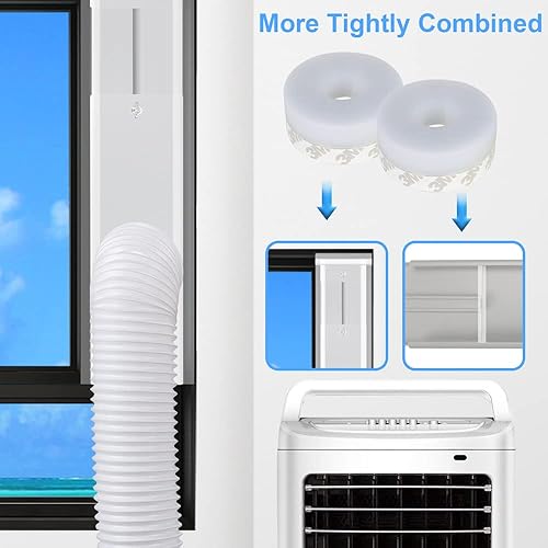 Miniatura 7 de NWESTUN Kit de ventana de aire acondicionado portátil, kit de CA portátil con 2 sellos de ventana de 9.8 ft, kit de ventilación de ventana de CA