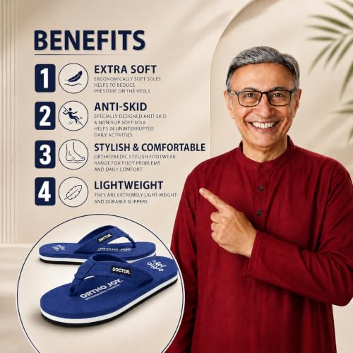 Image of ORTHO JOY EXTRA SOFT Ultra Cushion Slippers for Men's| Doctor | Lightweight & Comfortable| Orthopedic & Diabetic| Casual & Stylish| Non-Slip Durable Mcr Dr Chappals & House Flip flops For Gent's & Boy's