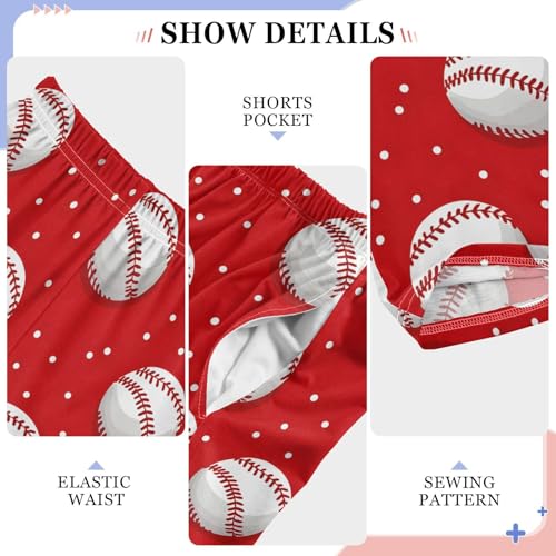 ALAZA Baseball Ball Dot Color Red Pajama Pants Long Sleep Pant Pajama Bottoms Elastic Waist with Pockets4