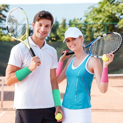 Image of WILLBOND 6 Inch Wrist Sweat Bands for Men Women Tennis Elastic Athletic Long Sweatband Wrist Absorbent for Basketball Tennis Running Outdoor Activity