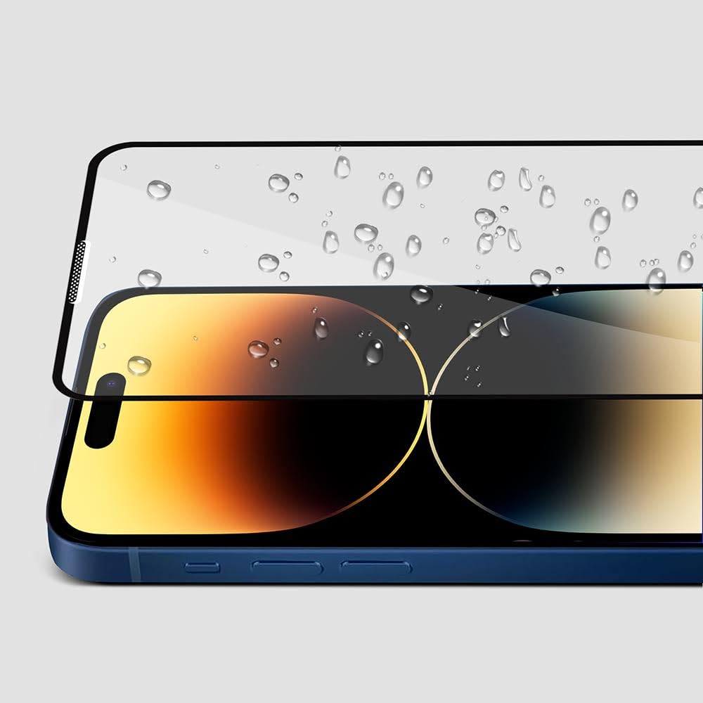 NEW'C Tempered Glass Screen Protector with Dust Net Compatible for iPhone 15 Pro Max [Pack of 1]